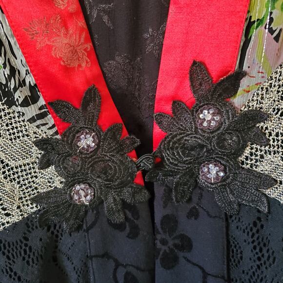 Vintage Spencer Alexis Womens M/L Maxi Dress Jacket Set Asian Inspired Patchwork - Picture 9 of 16